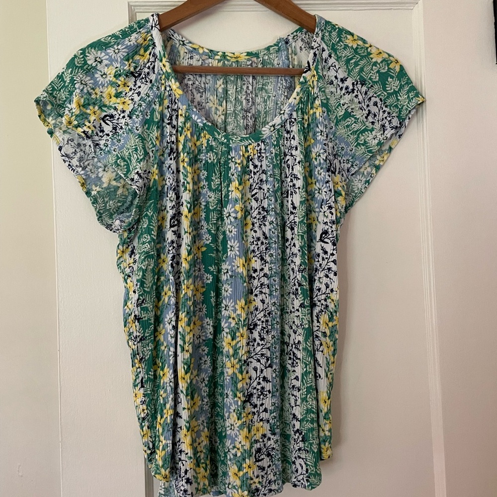 Floral Print Green Women's Top
